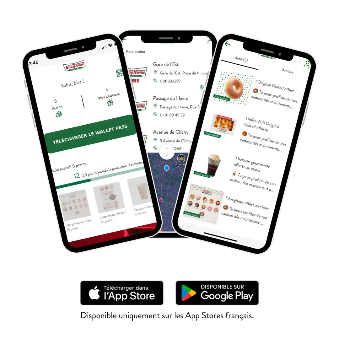 Visuels d'illustration de l'application Krispy Kreme France